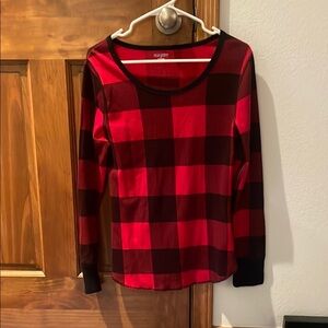 Old Navy Red and Black Checkered Long Sleeve Shirt